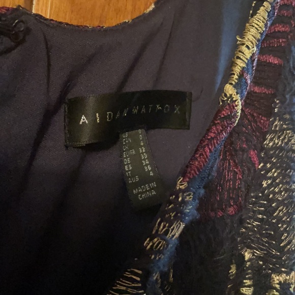 Aidan mattox asymmetrical flamenco inspired tropical leaf stitch dress - Picture 4 of 6